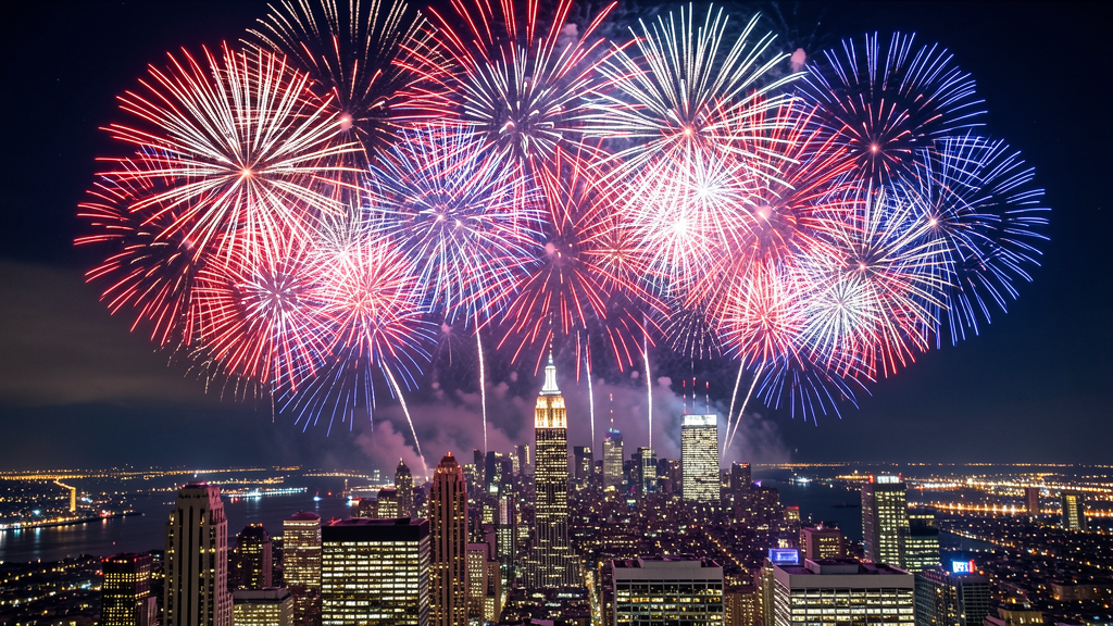 Fireworks over Manhattan